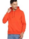 Men's Orange Plain Hoodie - 100% Cotton