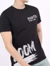 Men's Black Zoom Printed Round Neck T-Shirt - 160 GSM Cotton