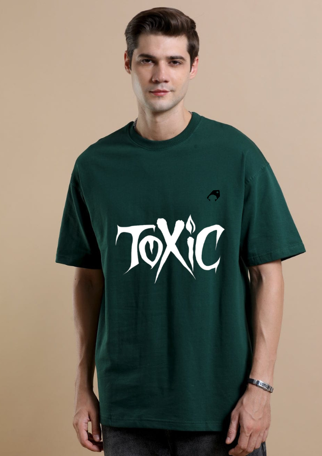 TOXIC Oversized Graphic Tee – Forest Green - Pure stitch